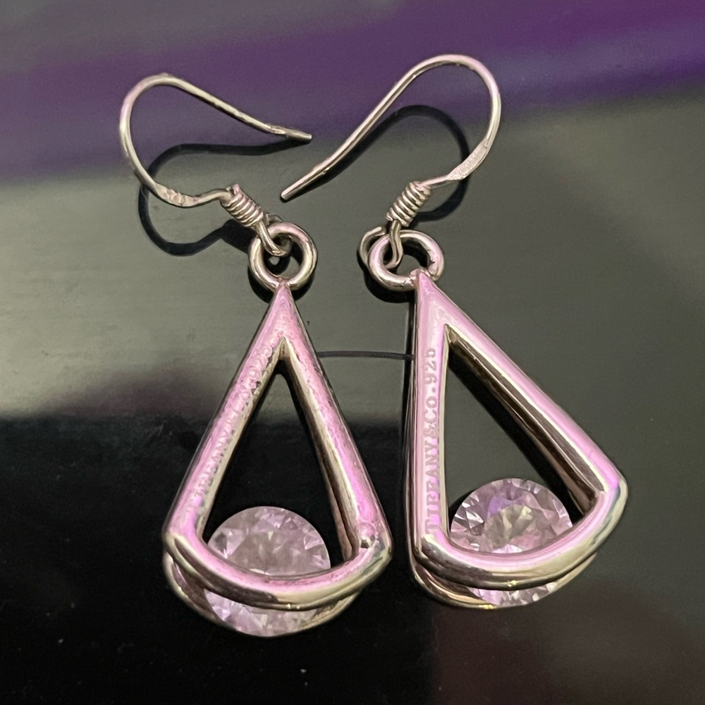 Tiffany & Co. Silver Teardrop Earrings with Crystal